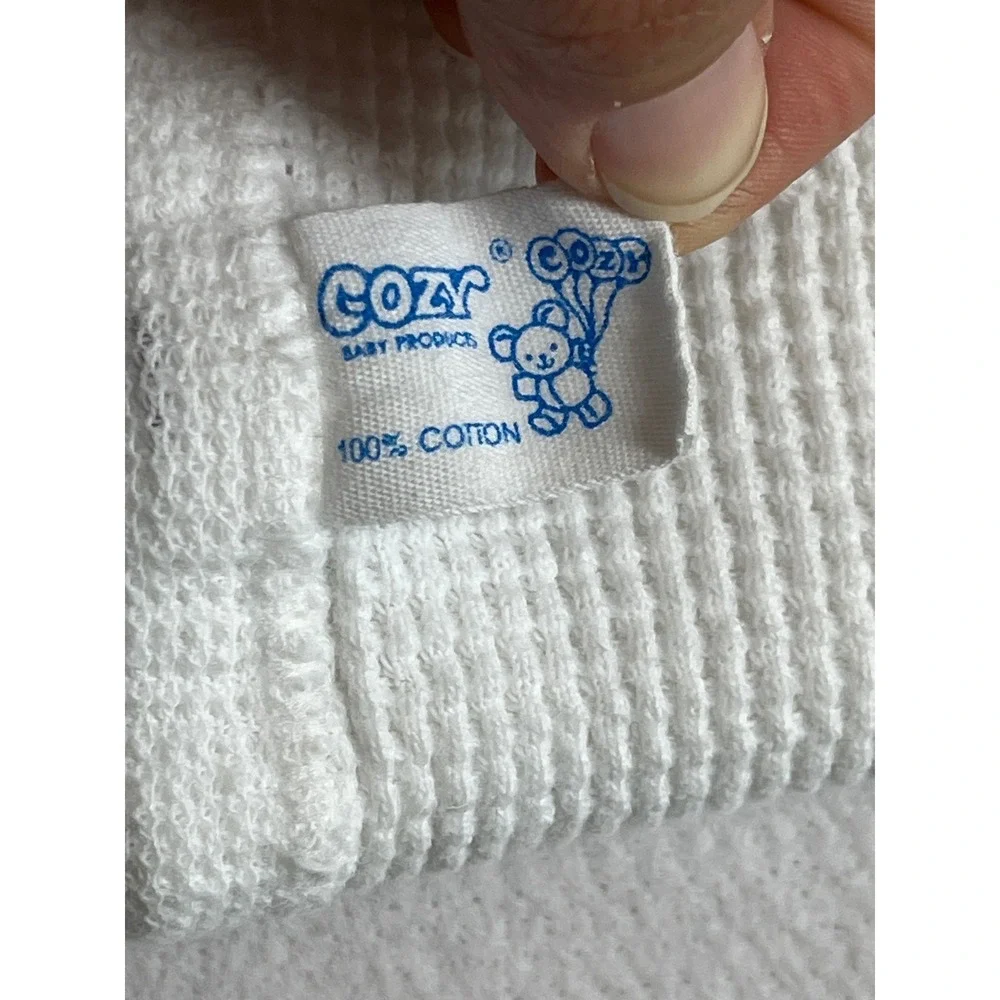 Vintage 90s Cozy Baby Products Waffle Knit Blanket 100% Cotton Made in USA
